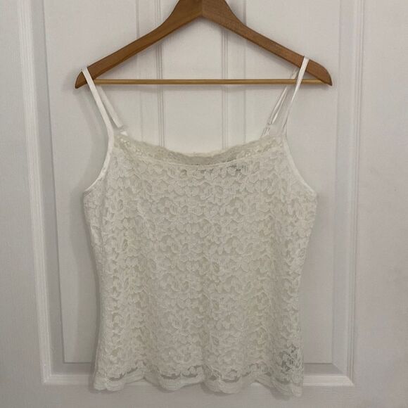 Vintage Liz Claboirne Cream Lace Lined Tank Top Womens Size XL - Picture 1 of 5
